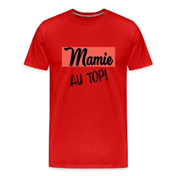 MAMIE - T-shirt bio Premium Homme - rouge - Devant - Damien (186cm)