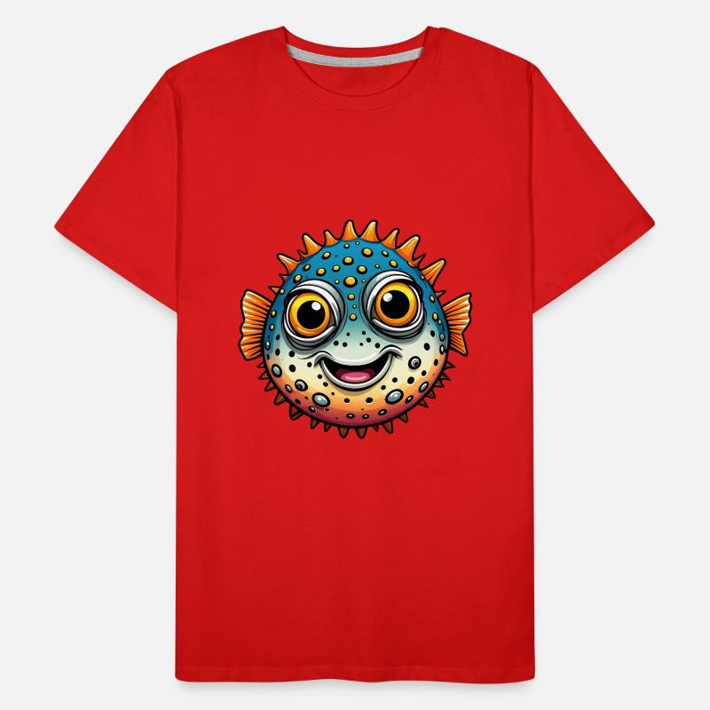 Funny Laughing Puffer Fish Men's Premium Organic T-Shirt