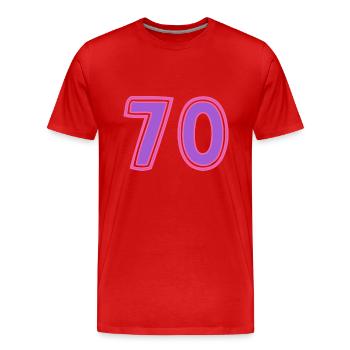 70. 70 ANS. 70e ANNIVERSAIRE. ANNIVERSAIRE 70 ANS. - T-shirt bio Premium Homme - rouge - Devant - Damien (186cm)