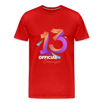 Cadeau de fille du 13e anniversaire - T-shirt bio Premium Homme - rouge - Devant - Damien (186cm)