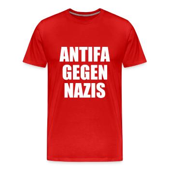 Antifa gegen nazis - Männer Premium Bio T-Shirt - Rot - Vorne - Damien (186cm)