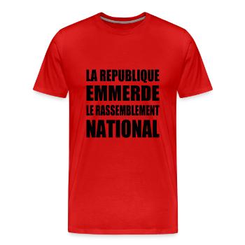 la jeunesse emmerde le rassemblement national - T-shirt bio Premium Homme - rouge - Devant - Damien (186cm)