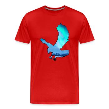 Northern lights in the contour of the eagle - Men's Premium Organic T-Shirt - red - Front - Damien (186cm)