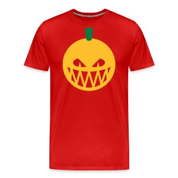 Halloween Kürbis (Kürbislaterne / Emoji / 2C) - Männer Premium Bio T-Shirt - Rot - Vorne - Damien (186cm)