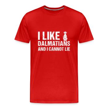 J’aime le dalmatien et je ne peux pas mentir - T-shirt bio Premium Homme - rouge - Devant - Damien (186cm)