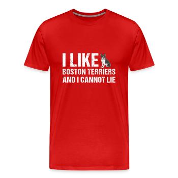 I Like Boston Terrier And I Cannot Lie - Men's Premium Organic T-Shirt - red - Front - Damien (186cm)
