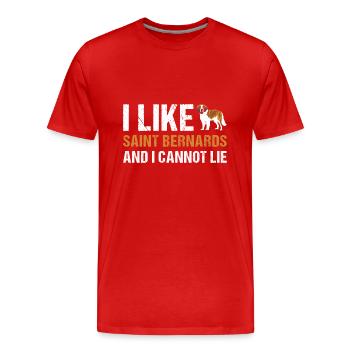 J’aime Saint Bernard et je ne peux pas mentir - T-shirt bio Premium Homme - rouge - Devant - Damien (186cm)