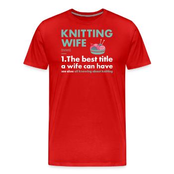 Tricoteuse Femme Définition Tricot - T-shirt bio Premium Homme - rouge - Devant - Damien (186cm)
