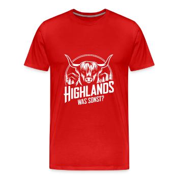 Highlands was sonst Schottisches Hochlandrind - Männer Premium Bio T-Shirt - Rot - Vorne - Damien (186cm)