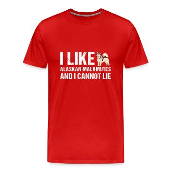 J’aime le Malamute d’Alaska et je ne peux pas mentir - T-shirt bio Premium Homme - rouge - Devant - Damien (186cm)