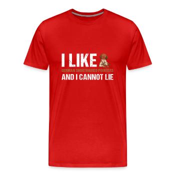 I Like German Shorthaired Pointer And I Cannot Lie - Men's Premium Organic T-Shirt - red - Front - Damien (186cm)
