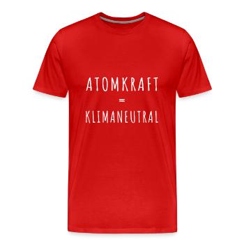 Atomkraft = klimaneutral - Pro Kernenergie in EU - Männer Premium Bio T-Shirt - Rot - Vorne - Damien (186cm)