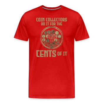 Numismatique de collection de pièces de monnaie - T-shirt bio Premium Homme - rouge - Devant - Damien (186cm)