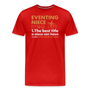 Rider Niece Definition Eventing - Men's Premium Organic T-Shirt - red - Front - Damien (186cm)