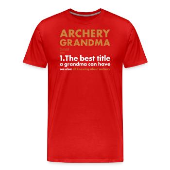 Sport Grandma Archery - Men's Premium Organic T-Shirt - red - Front - Damien (186cm)