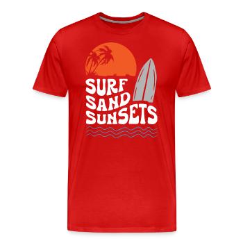 Surf Sand Sunset - Männer Premium Bio T-Shirt - Rot - Vorne - Damien (186cm)