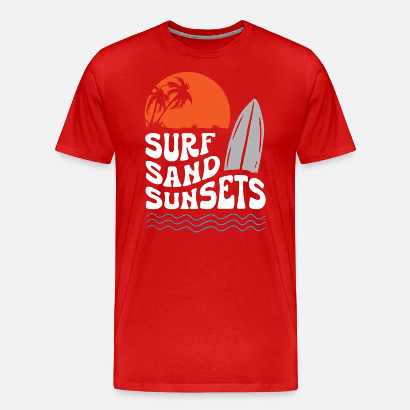 Surf Sand Sunset - Männer Premium Bio T-Shirt - Rot