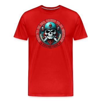 Nés pour être mauvais, élevés pour être des bâtards - T-shirt bio Premium Homme - rouge - Devant - Damien (186cm)