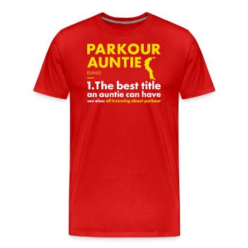 Traceur Auntie Définition Parkour - T-shirt bio Premium Homme - rouge - Devant - Damien (186cm)
