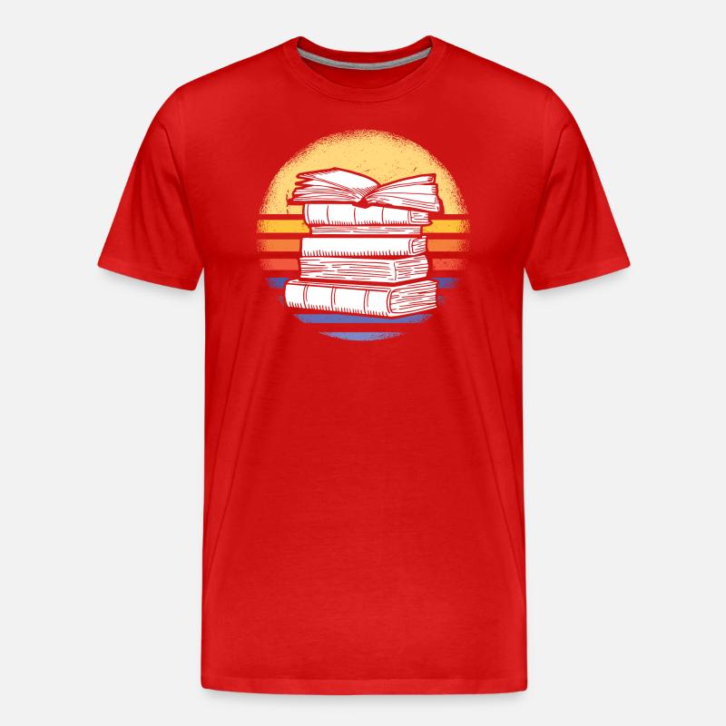 Reader Retro Sunset Reading - Männer Premium Bio T-Shirt - Rot