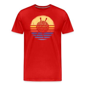 Knitter Retro Sunset Knitting - Men's Premium Organic T-Shirt - red - Front - Damien (186cm)