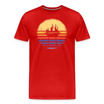 Griller Retro Sunset Grillades - T-shirt bio Premium Homme - rouge - Devant - Damien (186cm)