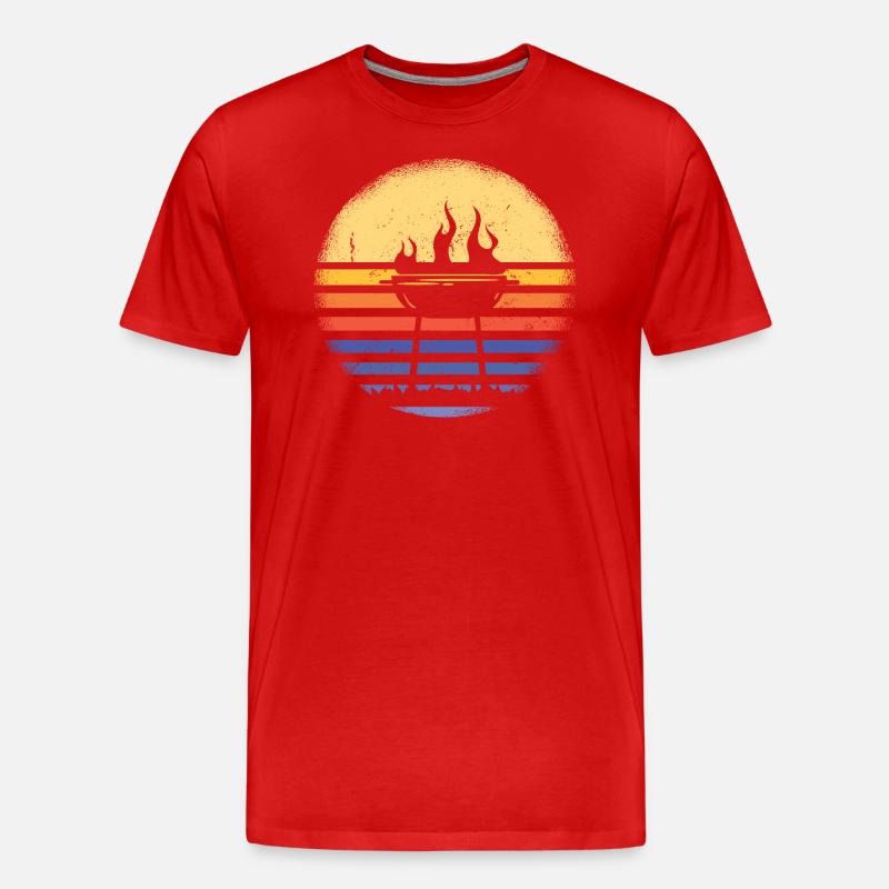 Griller Retro Sunset Grilling - Männer Premium Bio T-Shirt - Rot