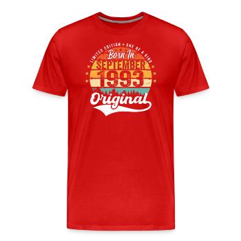 Septembre 1993 Jubilé 1993 Septembre - T-shirt bio Premium Homme - rouge - Devant - Damien (186cm)