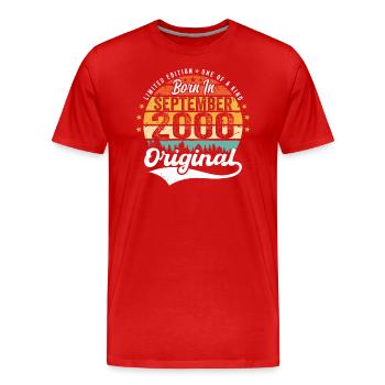 Septembre 2000 Jubilé 2000 Septembre - T-shirt bio Premium Homme - rouge - Devant - Damien (186cm)