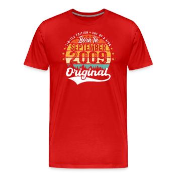 Septembre 2009 Jubilé 2009 Septembre - T-shirt bio Premium Homme - rouge - Devant - Damien (186cm)