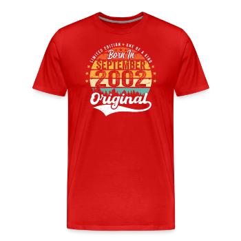 Septembre 2002 Jubilé 2002 Septembre - T-shirt bio Premium Homme - rouge - Devant - Damien (186cm)