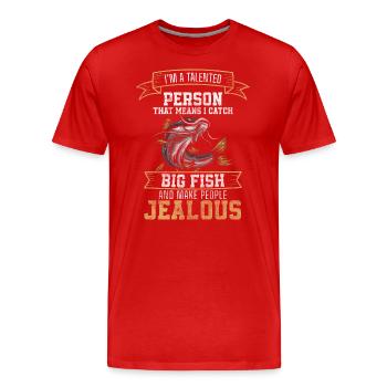 Angler, Fishing, Leisure, Water - Men's Premium Organic T-Shirt - red - Front - Damien (186cm)
