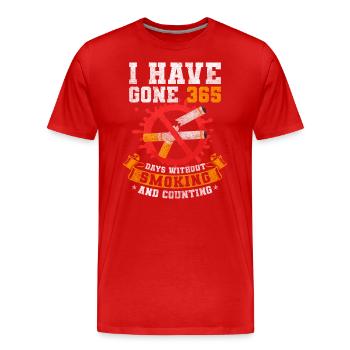 Nichtraucher Kippe Glimmstengel - Männer Premium Bio T-Shirt - Rot - Vorne - Damien (186cm)