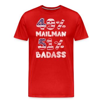 Facteur de courrier postal - T-shirt bio Premium Homme - rouge - Devant - Damien (186cm)