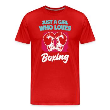 Just a Girl Who Loves Boxing - Men's Premium Organic T-Shirt - red - Front - Damien (186cm)