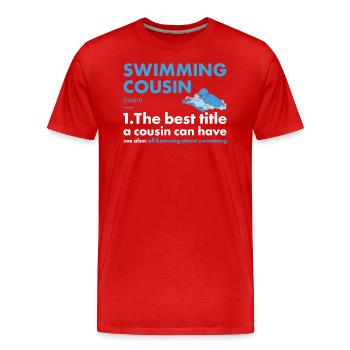 Sport Cousin Swimming - Männer Premium Bio T-Shirt - Rot - Vorne - Damien (186cm)
