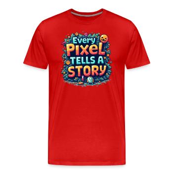 Every Pixel Tells a Story - Retro Gaming - Männer Premium Bio T-Shirt - Rot - Vorne - Damien (186cm)