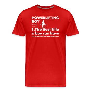 Sport Boy Powerlifting - Men's Premium Organic T-Shirt - red - Front - Damien (186cm)