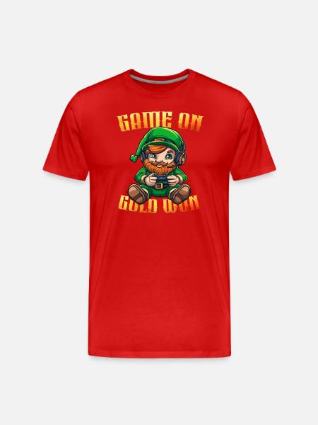 Cute Leprechaun Gamer - Männer Premium Bio T-Shirt - Rot