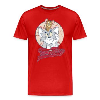 Tom et Jerry Baseball - T-shirt bio Premium Homme - rouge - Devant - Damien (186cm)