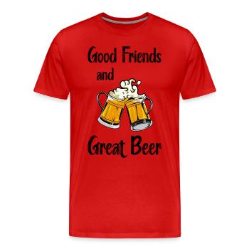 Good friends and great beer. - Men's Premium Organic T-Shirt - red - Front - Damien (186cm)