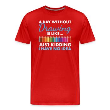 Tiroir Un jour sans dessin - T-shirt bio Premium Homme - rouge - Devant - Damien (186cm)