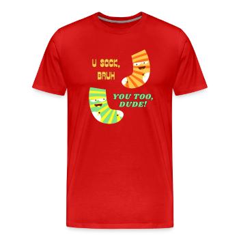 Socks - Men's Premium Organic T-Shirt - red - Front - Damien (186cm)