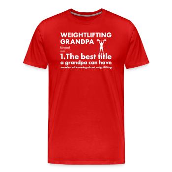 Sport Grandpa Definition Weightlifting - Männer Premium Bio T-Shirt - Rot - Vorne - Damien (186cm)