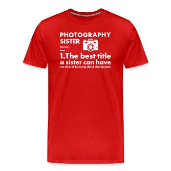 Photographer Sister Definition Photography - Men's Premium Organic T-Shirt - red - Front - Damien (186cm)