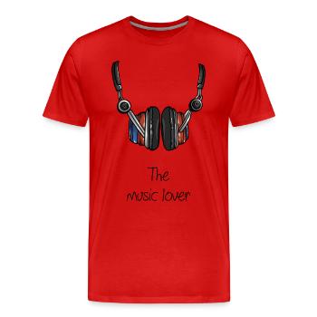 Music Love - DJ - Faire de la musique - Écouteurs - T-shirt bio Premium Homme - rouge - Devant - Damien (186cm)