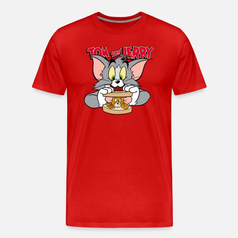 Tom Und Jerry Sandwich - Männer Premium Bio T-Shirt - Rot