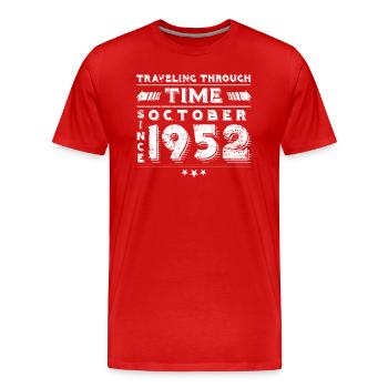 Vintage Zeitreise Geburtstags Design Oktober 1952 - Männer Premium Bio T-Shirt - Rot - Vorne - Damien (186cm)