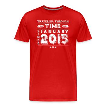 Vintage time travel birthday design January 2015 - Men's Premium Organic T-Shirt - red - Front - Damien (186cm)