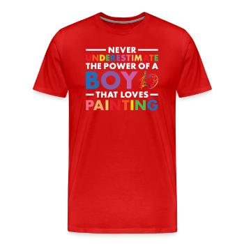 Painter Never Underestimate The Power Of A Boy - Men's Premium Organic T-Shirt - red - Front - Damien (186cm)